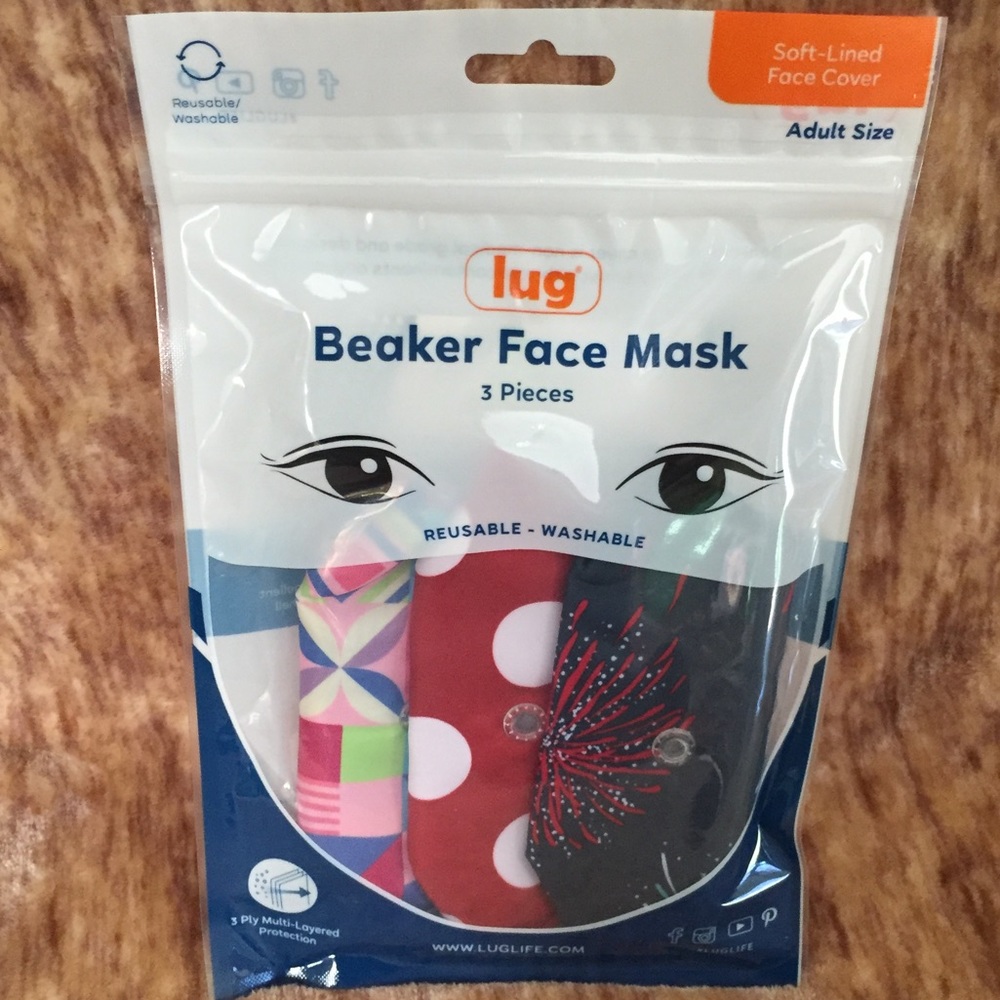 Lug Beaker Adult Face Masks 3 pieces